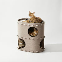 Double-Layer Cat House with Top Perch Foldable Felt Cat Cave Enclosed Pet Furniture Space-Saving for Corner