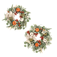 Farmhouse Thanksgiving Wreath with Pumpkin, Acorn, and Bow
