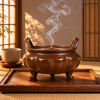 Lotus Incense Burner Brown Metallic-Like Finish Copper Incense Burner Side