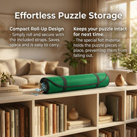 Felt Puzzle Storage Mat for Kids with Roll Design for Home Portable Organizer with Floor Protection