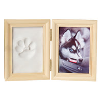 Pet Paw Print 5-Inch Hinged Wooden Photo Frame for DIY Clay Crafts