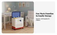 Wheeled Bin with hinged lid Lid Large Capacity Toy Chest Dustproof for Living Room