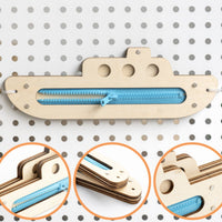 Fine Movement Skills Development Wooden Busy Board Parts Sensory Exploration Educational Activity Board Elements Learning Through Play Wooden Ship Zipper Toy Easy to Install for Toddlers, Babies