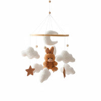 Teddy Bear Crib Mobile Visual Tracking Baby Bed Bell Handmade Look for Newborns
