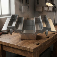 Stainless Steel Toolbox Foldable Three-Layer Toolbox Silver Shiny Finish