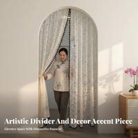 Translucent Floral Door Curtain Light Filtering Vintage Aesthetic Partition