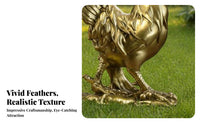 Gilded Finish Golden Cock Ornament Weather Resistant Resin Chicken Sculpture Hand-Painted Cock Figurine Realistic Design for Collectors, Decor Enthusiasts, Homeowners, Patio, Farm, Home Interior, Living Room