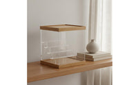 Display Stand Space Saving Wood Acrylic Shelf Dustproof for Collector Room
