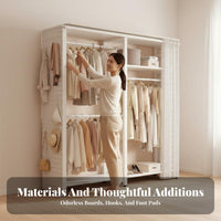 Modular Clothes Rack with Pegboard Heavy Duty Metal Garment Rack with Shelves Sturdy and Sturdy Freestanding Wardrobe System Organizer for Homeowners