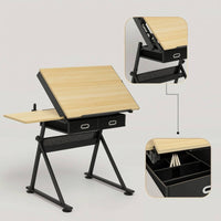 Tilted Drafting Table Ergonomic Drafting Table with Drawers Sturdy Art Desk with Drawers Long-Lasting for Artists, Home Office