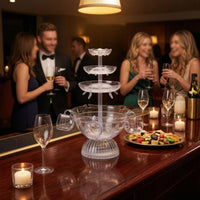Multi-Tier Wine Fountain Fluted Base Acrylic Wine Fountain Drink Service Wide Round Basin European Plug for Parties, Banquets