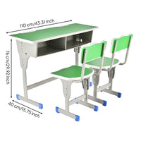 2 Pieces Children's Writing Desk and Study Table with Chair and School Furniture and Storage Compartment Engineered with Steel Frame and Ergonomic Features Suitable for Home Classroom Tutoring