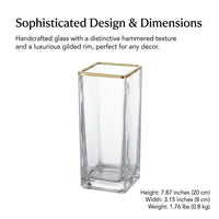 Gold Rimmed Glass Vase, Japanese Style, Handmade