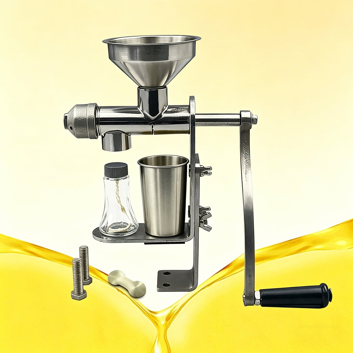 Manual Oil Press Machine for Home Kitchen, Stainless Steel, for Peanuts, Rapeseed, Soybeans