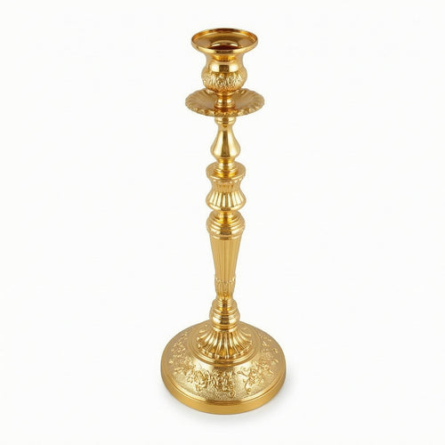 Ornate Candle Holder Lustrous Rose Relief Candle Holder Shiny Finish