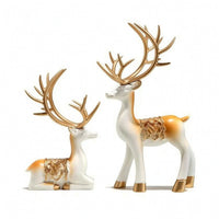 Deer Figurines with Antlers Sculpted Deer Figurines Elegant for Shelf