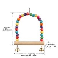 Parrot Swing Arch Wooden Avian Perch, Colorful Parrot Toy with Hanging Bell for Entertainment