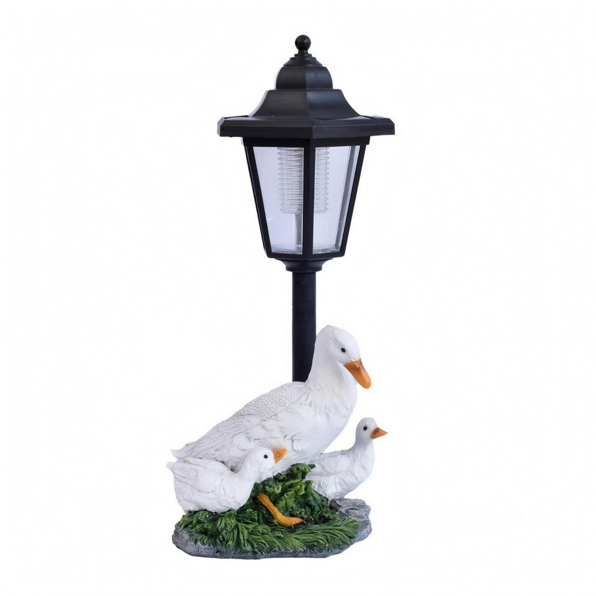 Duck Family Lantern Statue Illuminated Solar Light Ornament Decorative for Patio