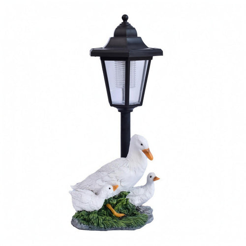 Duck Family Lantern Statue Illuminated Solar Light Ornament Decorative for Patio
