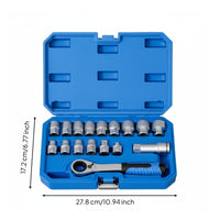 17 Pieces Fastener Grip Set Tight Space Access Ratchet Socket Wrench Kit High-Strength Steel Metal Hand Tools for Mechanics, DIY Users