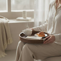 Walnut Wood Tray Minimalist Tray with Raised Rim Upscale Platter for Coffee Table Styling