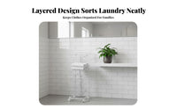With Wheels 3 Tier Rolling Laundry Hamper Breathable Mesh 3 Tier Laundry Basket Space-Saving Storage Trolley Multi-Purpose for Families, Homeowners, Students, Bathroom, Bedroom, Dorm Room