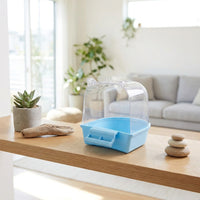 Bird Bathtub and Parrot Bathing Station, Transparent Wash Basin with Perch and Suction Cups, Indoor Budgie Bath for Small Birds and Canaries