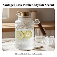 Drop-Spill-Resistant-Resistant-Spill-Resistant-Resistant Spout Glass Pitcher with Lid and Handle Easy to Clean Vintage Glass Pitcher