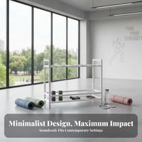 Large Capacity Exercise Mat Storage Rack Space-Saving Pilates Mat Organizer Rack Heavy Duty Workout Equipment Organizer Sturdy Construction for Gym, Fitness Club, Home