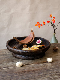 Solid Wood Dried Fruit Tray, Chinese Retro Style, Handmade, Wooden Fruit Plate