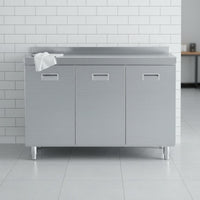Stainless Steel Kitchen Cabinet Storage Unit Food Grade Material Sink Base Cabinet Large Capacity Seamless Construction Suitable for Renters Utility Room Pantry