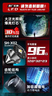 神火手电筒强光充电式超亮登山户外迷你便携家用耐用小型2026新款