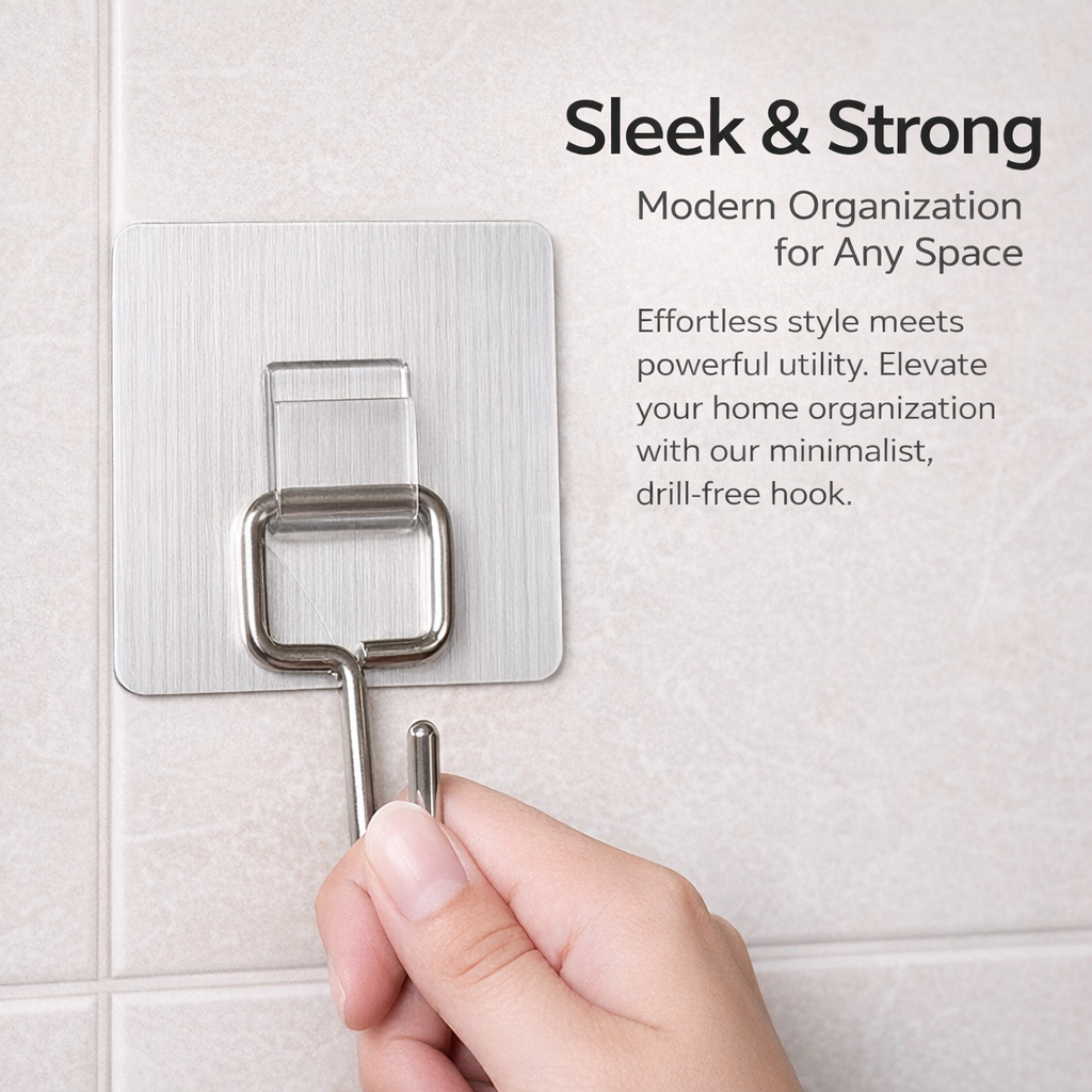 Home Key Holder for Wall with Heavy Duty Adhesive Hooks, Versatile Wall Hangers for Toilet and Washroom