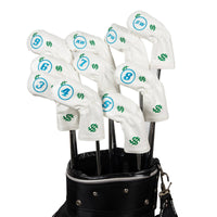 10 Pieces Soft Cushioned Soft Fabric Lining Golf Iron Head Cover Waterproof Golf Club Head Cover Dust Resistant Sports Gear Protectors PU Material for Golfers