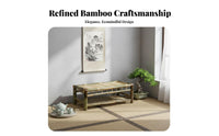 3 Pieces Bamboo Low Seating Table and Chairs Traditional Design Tea Ceremony Furniture Natural Look Adaptable Use for Adults
