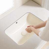 Recessed Washbasin For Hotels & Commercial Spaces Cream Ceramic Washbasin Classic Design