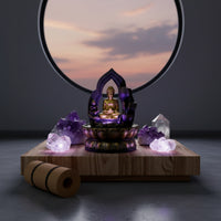 Resin Water Fountain Compact Indoor Fountain with LED Light Lighted Meditation for Desk, Office