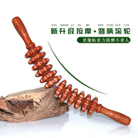 木质九轮按摩棒滚轮瑜伽棒狼牙棒实木经络背部滚轮推背器健身用品