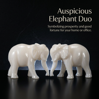 Jade Stone Elephant Ornament, Elephant Statue Jade Stone, Chinese Elephant Figur #variant:Chinese, Suction Trunk Elephant
