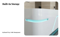 Contemporary White Reception Desk Sturdy and Wear-Resistant Modern Reception Desk Sturdy Construction Curved-Shaped Cashier Bar for Business Owners