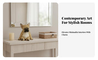 French Canine Statue Realistic Details Resin Dog Sculpture Indoor Outdoor Canine Figurine Puppy Figurine for Living Room, Patio, Bookshelf