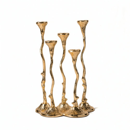 Candlestick Holder with Four Cups Tall Sculptural Candlestick Holder for Mantel