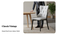Tufted Highrear Dining Chair Thick Cushions Upholstered Tufted Spine Chair Breathable Upholstery Tear Resistant for Living Room