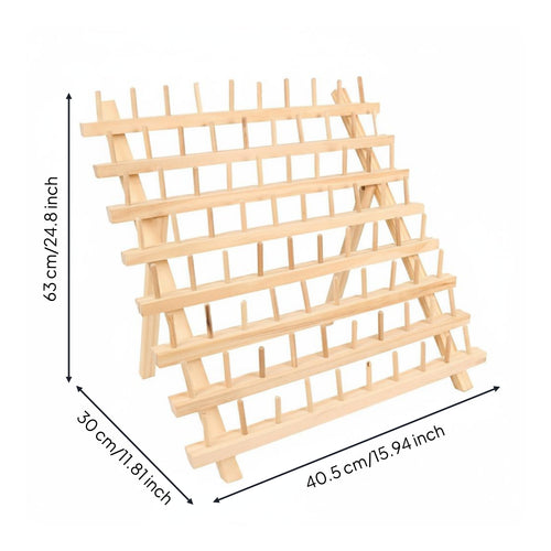 Folding Spool Rack Vertical Pegs Wooden Thread Rack-Saving Thread Holder Stand