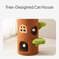 Enclosed Cat Condo Cat Tree with Scratching Board