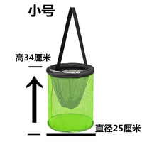 厂家批发新款圆形浮力鱼篓溪流鱼护折叠野钓浮水活虾螃蟹赶海渔具