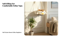 Easy to Hang Hanging Cat Sling Comfortable Round Cat Swing Bed Warm & Cozy Pet Furniture Space Saving for In a Enclosure, Indoors, Living Room, Bedroom