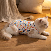 Cat Recovery Suit with Tie Straps, Breathable Cat Surgery Suit for Anti Licking, Post Surgery Suit Cat and Kitten, Short Leg Cat Spay Suit