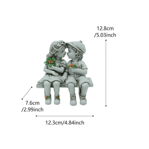 Boy and Girl on Bench Figurine Artisan-Crafted Look Resin Couple Ornament