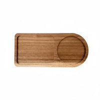 Wooden Tray Unique Shape Wooden Tray with Rattan Coaster Handcrafted Acacia Wood Snack Platter for Home, Cafe, Hotel